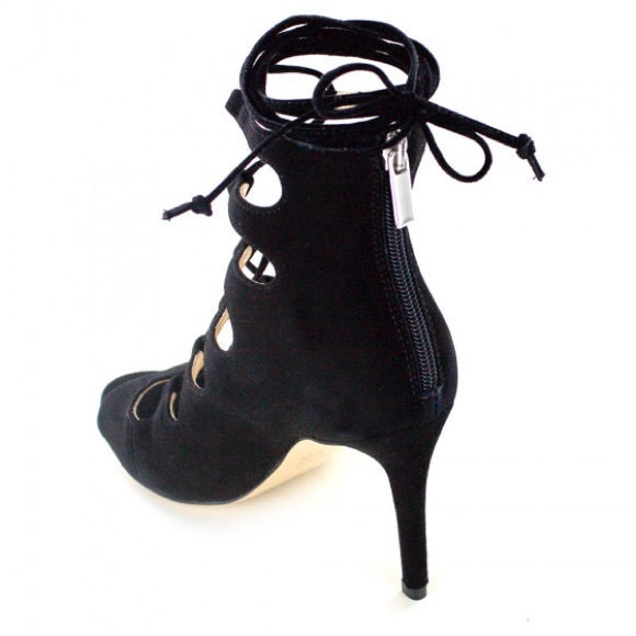 NIB Black Suede Italian Gladiator Leather Heels - Picture 3 of 4